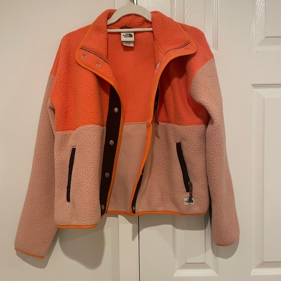 The North Face Pink Orange Full Zip Cragmont Fleece Jacket - Picture 2 of 5